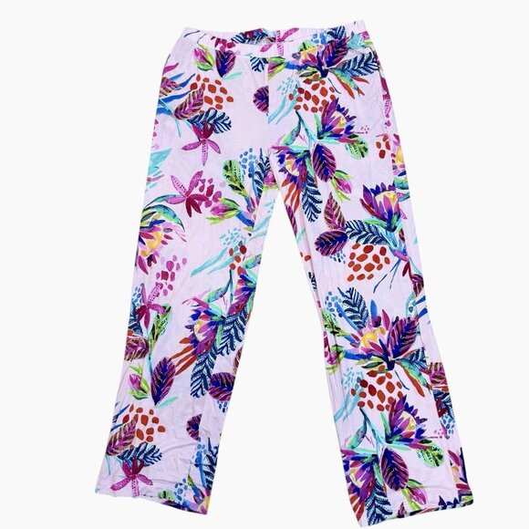 Soma 2 Piece Pajama Set Size Large Short Sleeve Tropical Floral Pink & Multic - Picture 8 of 9